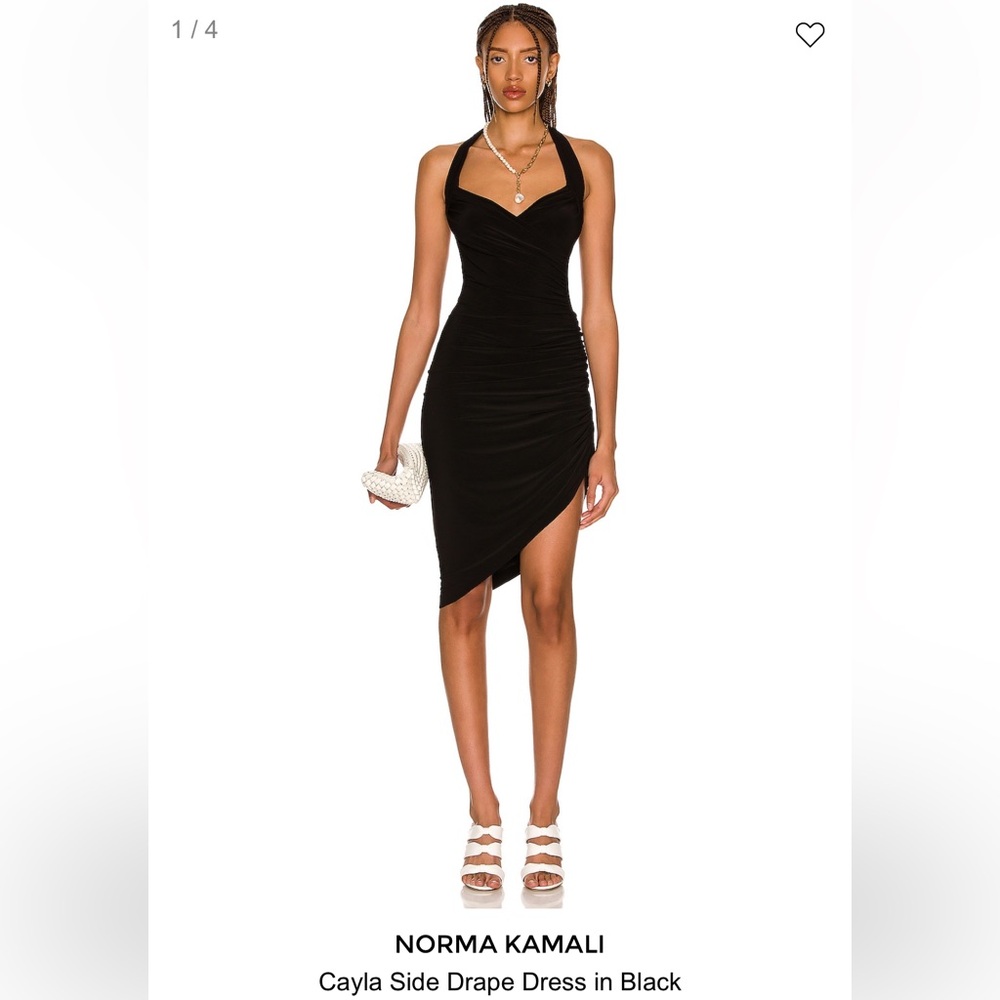 NORMA KAMALI Cayla side drape dress in black. FWRD. XS. Perfect condition.